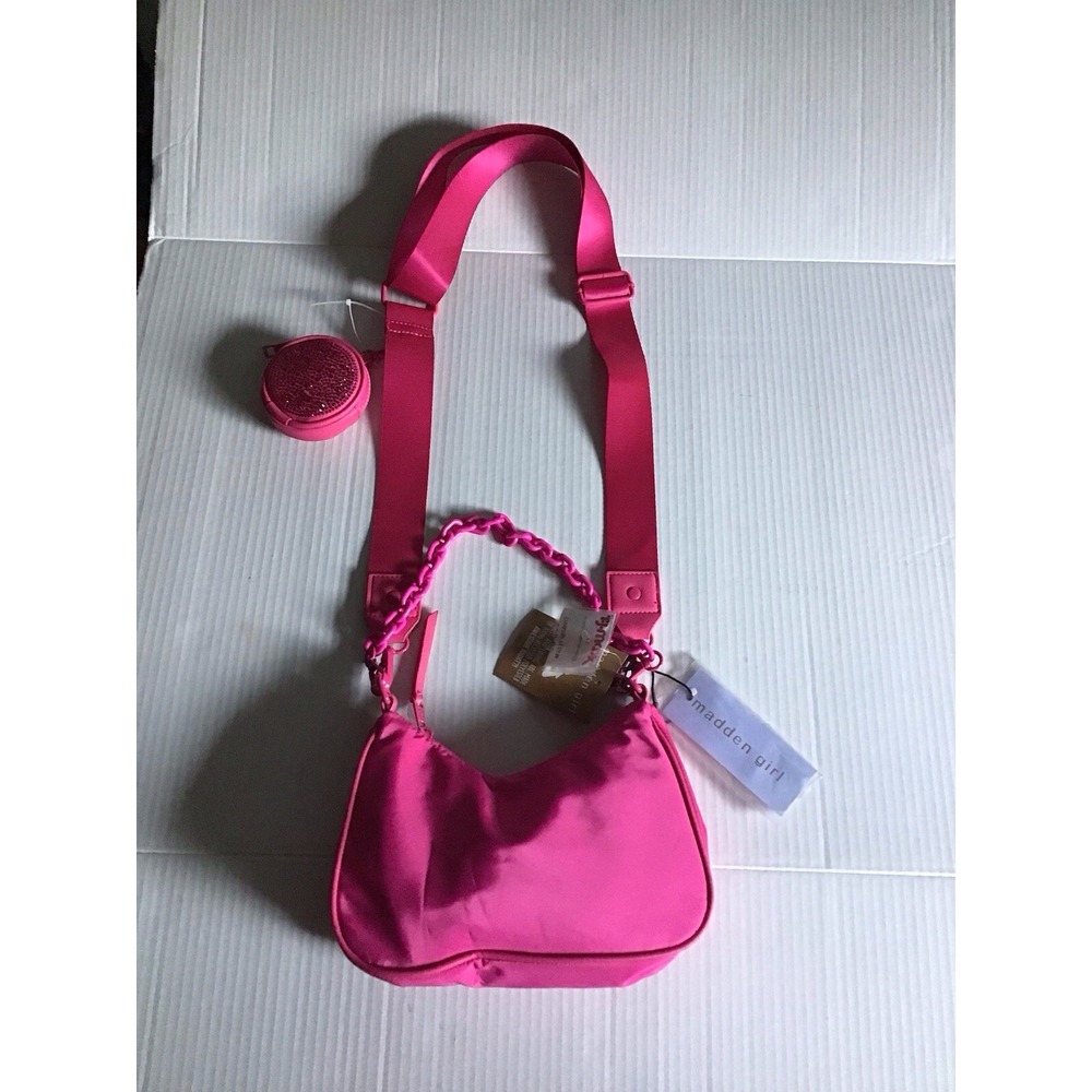 New Madden Girl Nylon Crossbody Bag W/ Change Purse Pink.